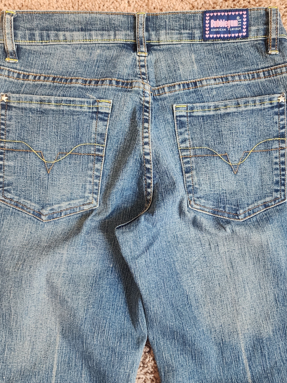 Y2K Bubblegum Denim Capri Jeans, Fits Sz 4 - Picture 9 of 10